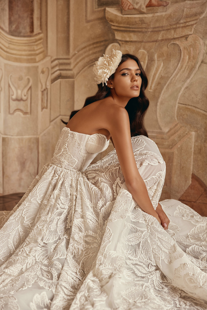 Martini A Line Sweetheart Corset Pearls,  Glitter Wedding Gown by Olya Mak