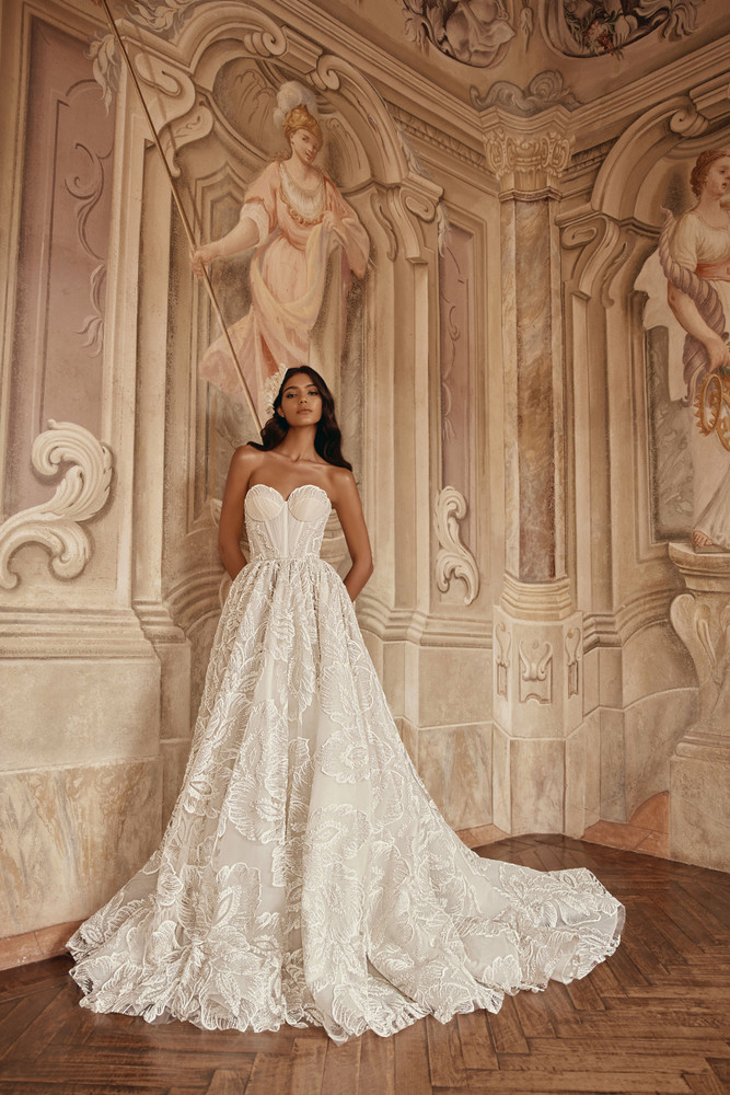 Martini A Line Sweetheart Corset Pearls,  Glitter Wedding Gown by Olya Mak