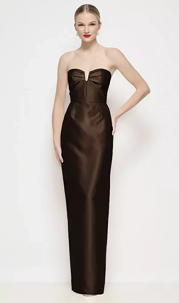 Strapless Pleated U-Wire Satin Column Maxi Dress -  Adair · Style 3200 in 31 colours