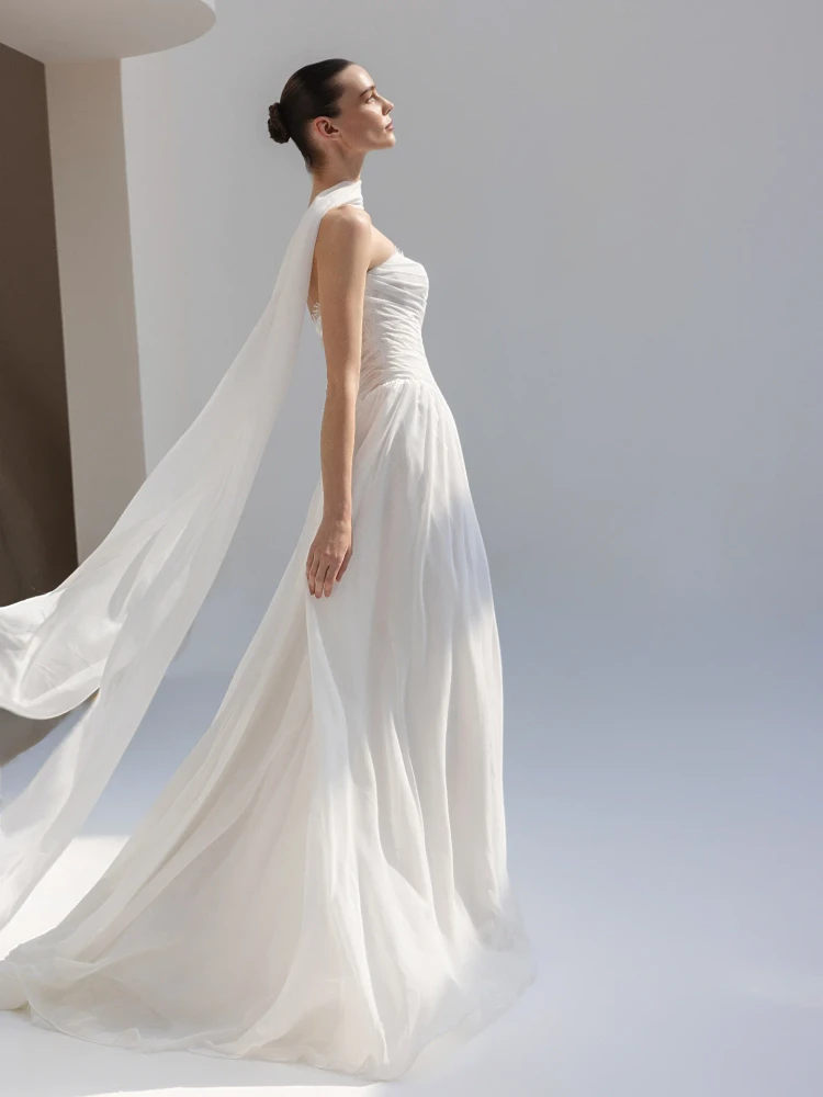 Ondline Chiffon Asymmetric Wedding Gown
