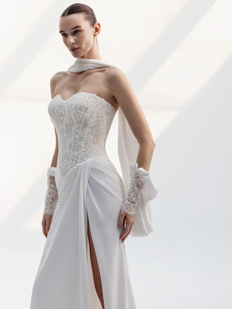 Calliope Crepe fit-and-flare Wedding Gown (online only)