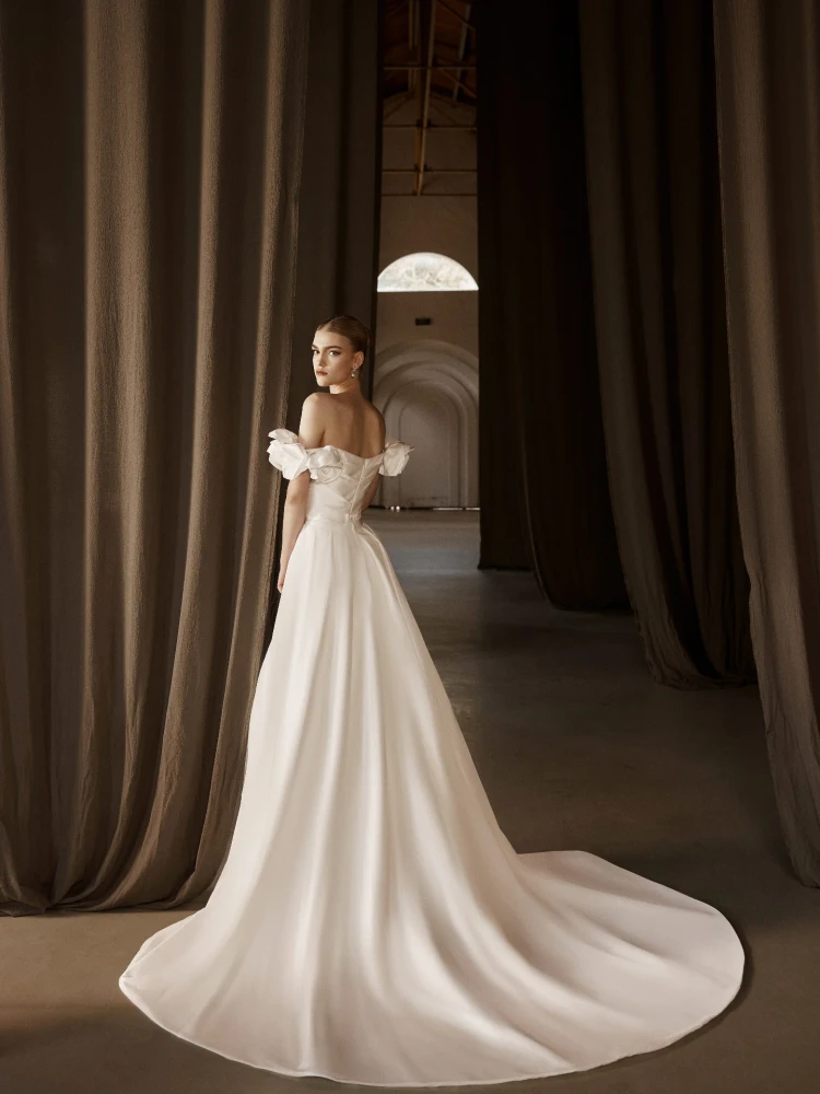 Eloise Satin  fit-and-flare Wedding Gown (online only) (optional overlay skirt)