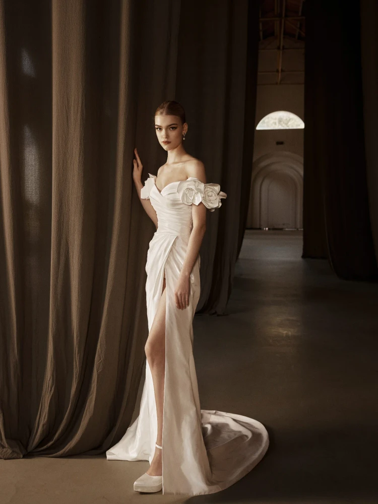 Eloise Satin  fit-and-flare Wedding Gown