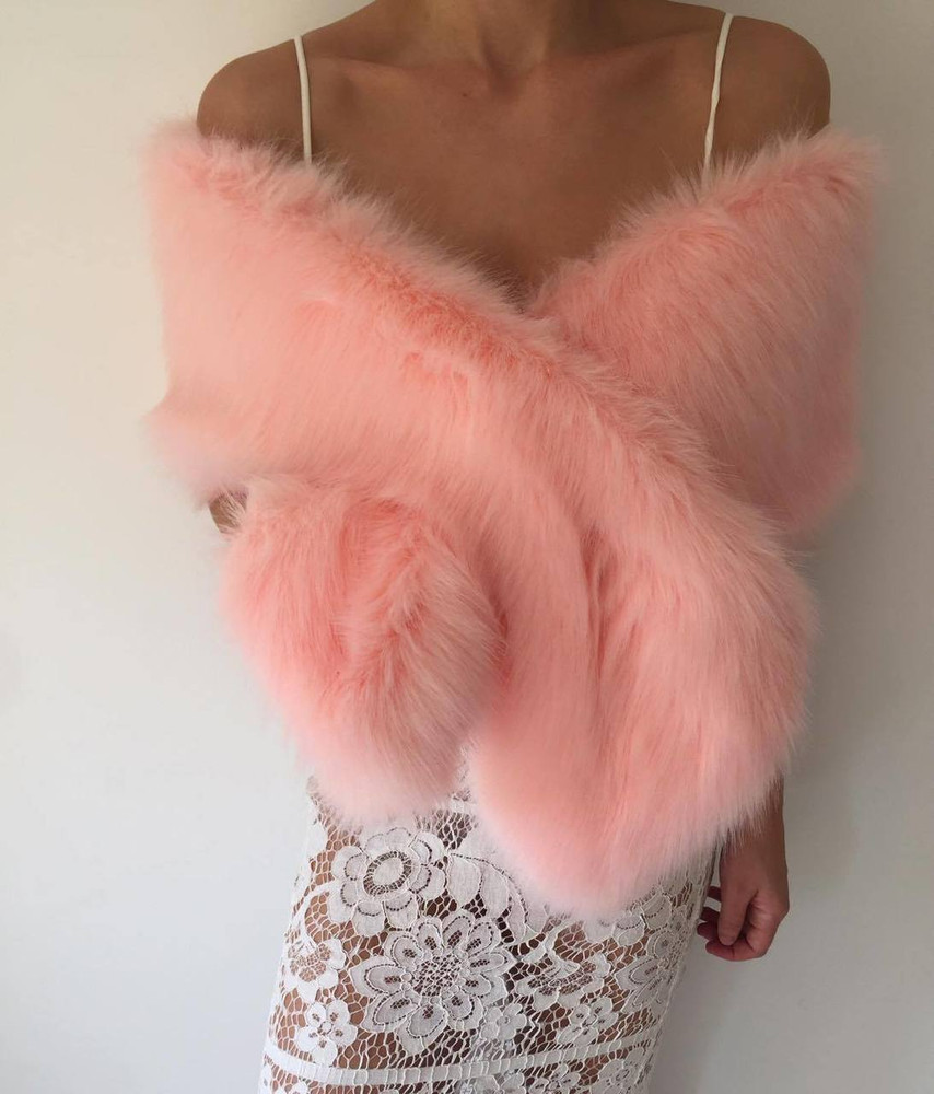 pink fur shawl