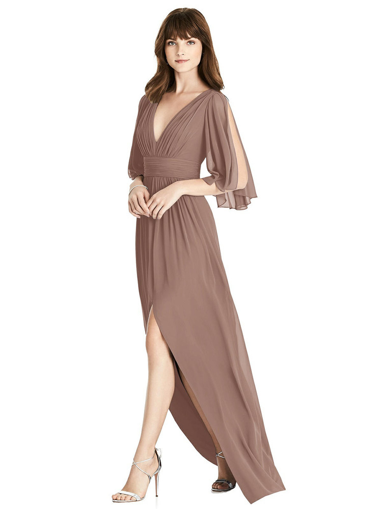 Split Sleeve Backless Chiffon Maxi Dress By After Six 6777 in 64 colors