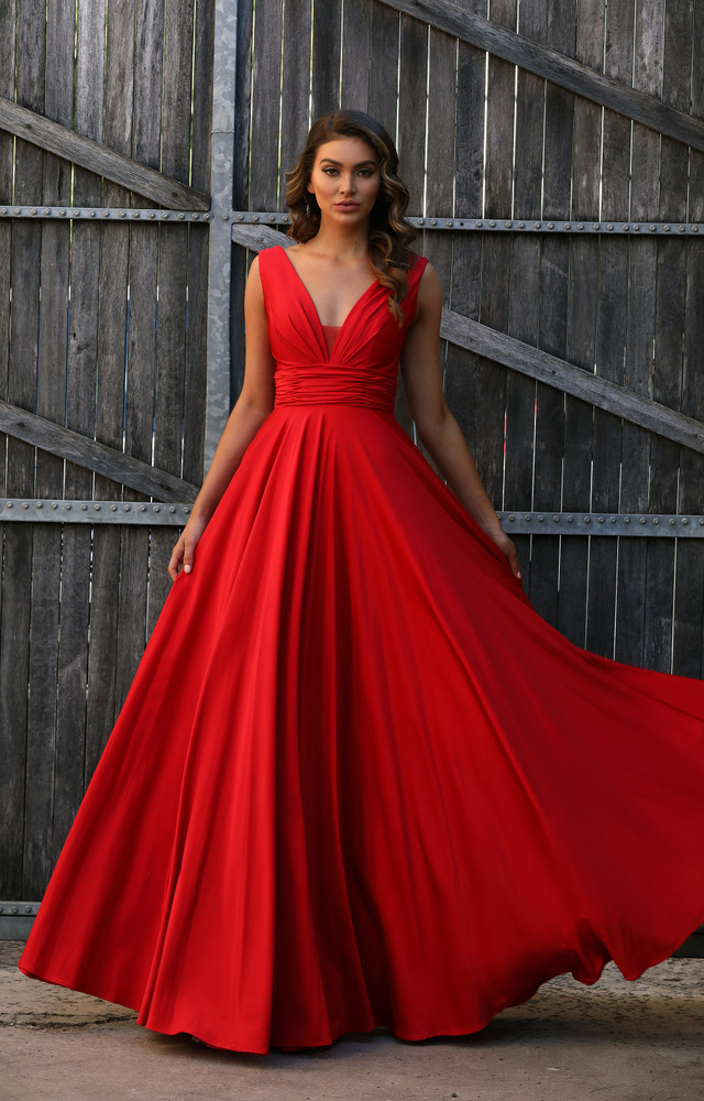 Orange Satin Prom Dresses with Slit Off the Shoulder Formal Dress 2062 –  vigocouture