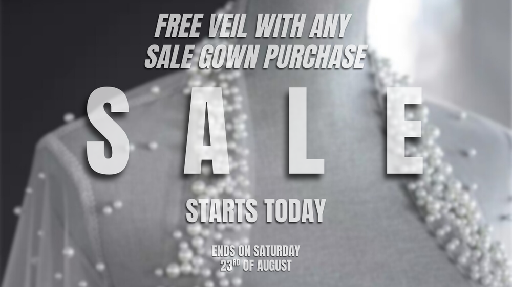FREE VEIL WITH ANY SALE WEDDING DRESS PURCHASE!