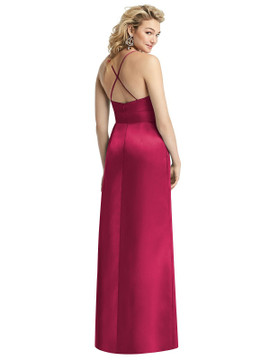 Pleated Skirt Satin Maxi Dress with Pockets By After Six 1521 in 74 colors
