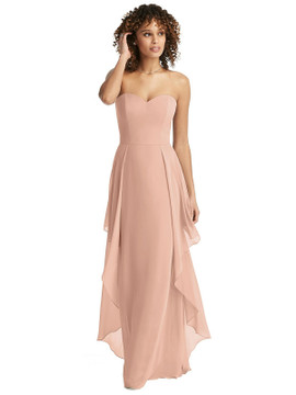 Strapless Chiffon Dress with Skirt Overlay by Social Bridesmaids Dress 8195 in Hunter Green size US10(AU12)