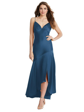 Devon - Asymmetrical Drop Waist High-Low Slip Dress LB007