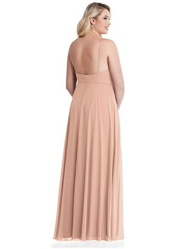 Lela - High Neck Chiffon Maxi Dress with Front Slit