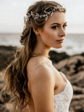 Wedding Headdress Silver Floral Pearl