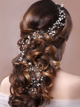 Wedding Hairpiece Leaf Crystal Silver