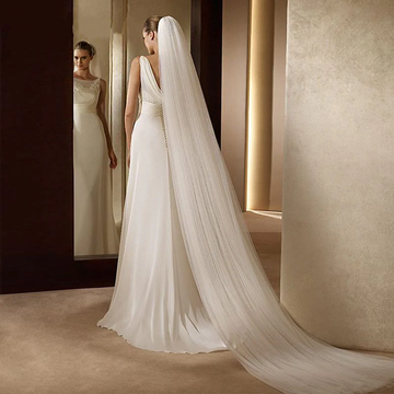 Simple Double Layer 3.5m Floor Length Cathedral Wedding Veil