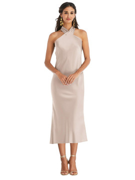 Draped Twist Halter Tie-Back Midi Dress - Paloma