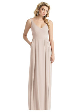 Sleeveless Pleated Skirt Maxi Dress with Pockets style 1519 by After Six in 63 colors in cameo