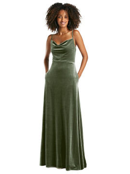 Cowl-Neck Velvet Maxi Dress with Pockets by After Six 1541 in 8 colors