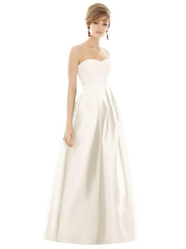 Strapless Pleated Skirt Maxi Dress with Pockets by Alfred Sung D755 in 36 colors