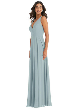 Deep V-Neck Chiffon Maxi Dress by  After Six 1549 available in 64 colors