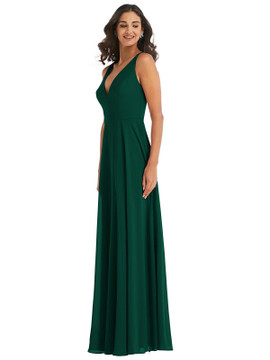 Deep V-Neck Chiffon Maxi Dress by  After Six 1549 available in 64 colors