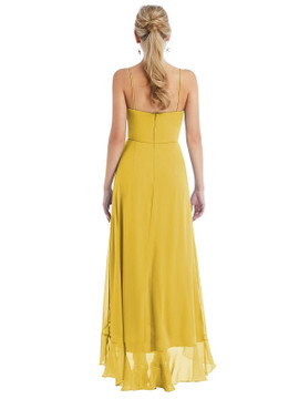 Scoop Neck Ruffle-Trimmed High Low Maxi Dress Thread Bridesmaid Style TH041