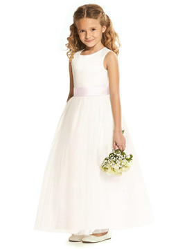 Dessy Flower Girl Dress FL4060 in Ivory with Sash