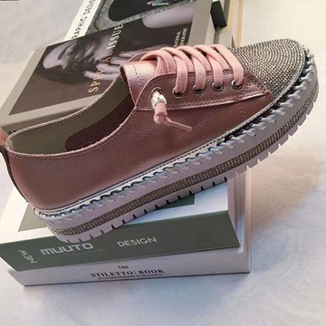 SKY leather crystal sneakers by Ameise in 8 colors in rose pink