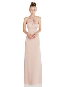 Draped Twist Halter Low-Back Satin Empire Dress After Six Bridesmaid Dress 6855 available in 24 colours