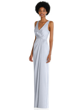 Faux Wrap Whisper Satin Maxi Dress with Draped Tulip Skirt After Six 6864