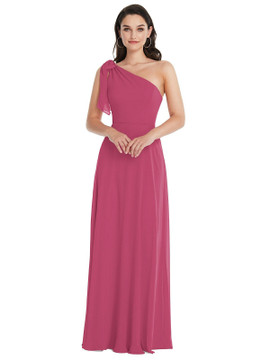 Draped One-Shoulder Maxi Dress with Scarf Bow b 1500 Series 1561