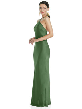 Diamond Halter Bias Maxi Slip Dress with Convertible Straps by Lovely Bridesmaid LB041