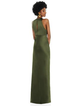 Jewel Neck Sleeveless Maxi Dress with Bias Skirt by Lovely Bridesmaid LB043