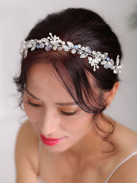 Fashion Silver Headband Pearl and Crystal Headdress Handmade Hair band