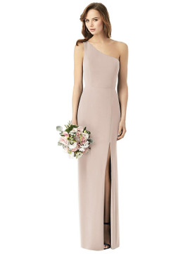 One-Shoulder Chiffon Trumpet Gown Thread Bridesmaid Style TH014  in 64 colors in Cameo