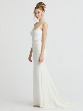 Scoop Back Sequin Lace Trumpet Wedding Dress Dessy Bridal Dress 1064