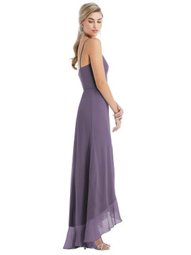 Scoop Neck Ruffle-Trimmed High Low Maxi Dress Thread Bridesmaid Style TH041