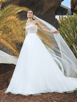 Skellig Wedding Gown by Pronovias Barcelona Bridal Straight Front Neckline & Det.Straps