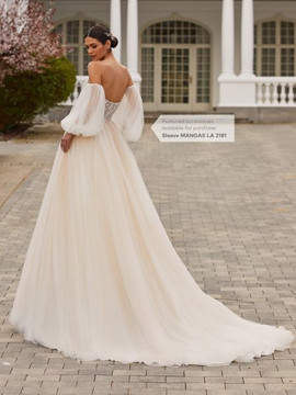 Drew Tulle & Glitter & Beads Wedding Gown By Pronovias Barcelona in Size 12 ( dress only in offwhite/light beige )