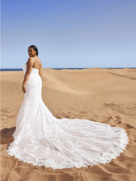 Ermin Wedding dress with mermaid cut, open back and sweetheart neckline by Pronovias