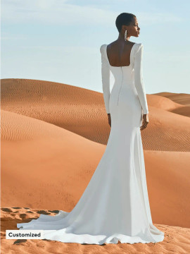 ANTELOPE Mermaid wedding dress with sweetheart neckline and long sleeves by Pronovias