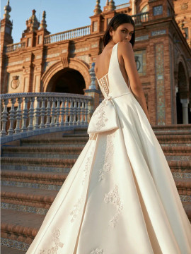 FERNANDA Wedding Gown by MARCHESA FOR PRONOVIAS A-line mikado wedding dress with plunging neckline 