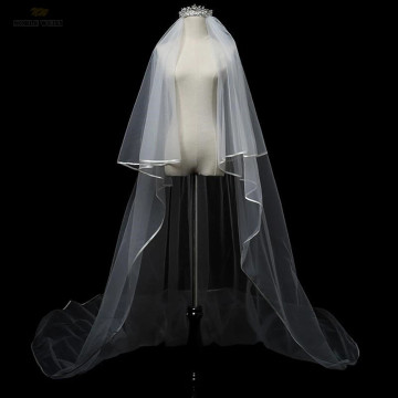 Bridal Veil 2 layers  with Satin Edge Ivory 3.8 M