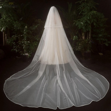 Bridal Veil 2 layers  with Satin Edge Ivory 3.8 M