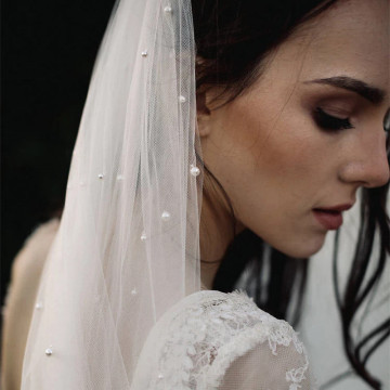 Pearl  Bridal  Veil 75cm Ivory