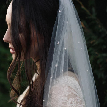 Pearl  Bridal  Veil 75cm Ivory