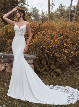 Bethany CB121118 by Calla Blanche Bridal Crepe Sheath Wedding Gown