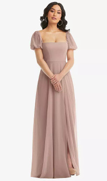 Dessy Flutter Sleeve Bridesmaid Dress in Lux Chiffon 1567