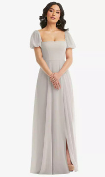 Dessy Flutter Sleeve Bridesmaid Dress in Lux Chiffon 1567