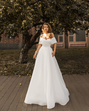 Tahlia Organza Off The Shoulder A-Line Wedding Gown by Kayla Bridal