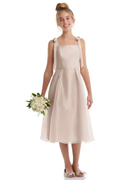 Dessy Junior Bridesmaids Dress Tie Shoulder Pleated Full Skirt JR559